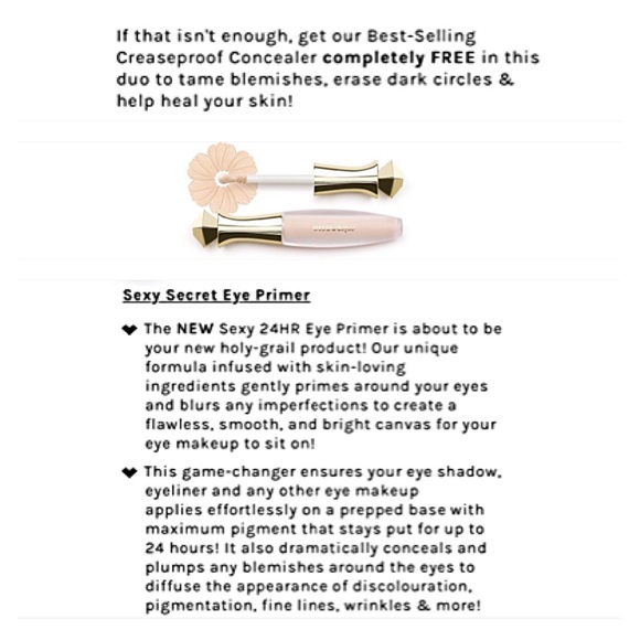 NEW MIRENESSE Sexy Secret 24-Hour EYE PRIMER & Mini CREASE PROOF CONCEALER - Picture 9 of 10